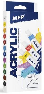 Akrylové farby MFP ACRYLIC - základná sada 12 farieb x 12 ml