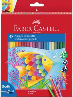 Akvarelové farbičky FABER-CASTELL - 48 farieb + štetec - v papierovej krabičke
