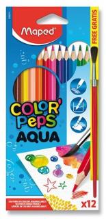 Akvarelové farbičky Maped Color'Peps Aqua - 12 farieb + štetec