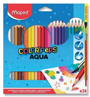 Akvarelové farbičky Maped Color'Peps Aqua - 24 farieb + štetec