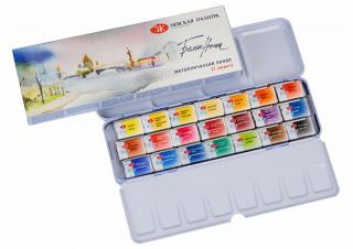 Akvarelové farby St. Peterburg - White Nights - sada 21 farieb v kovovej farbičke