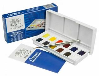 Akvarelové farby Winsor&Newton Cotman Sketchers´Pocket Box - mini sada 12 farieb + 1 štetec