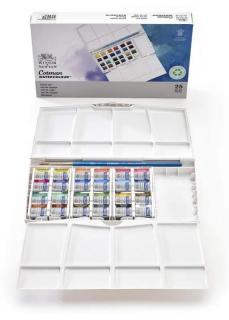 Akvarelové farby Winsor&Newton Cotman Travel set - sada 24 farieb + 1 štetec