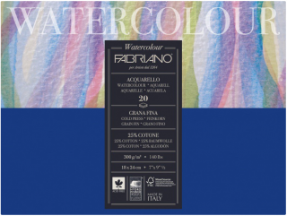 Akvarelový blok Fabriano - 300 g/m2 - 20 listov - lisované za studena - lepená väzba - rôzne rozmery
