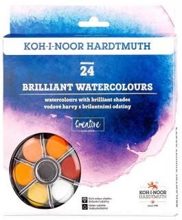 Brilantné vodové farby KOH-I-NOOR Creative - 24 farieb - sýte a vysoko pigmentované