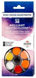 Brilantné vodové farby KOH-I-NOOR Creative - 36 farieb - sýte a vysoko pigmentované