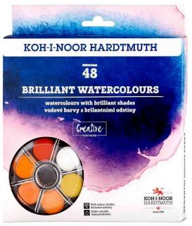 Brilantné vodové farby KOH-I-NOOR Creative - 48 farieb - sýte a vysoko pigmentované