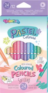 Farbičky Colorino Pastel - obojstranné - okrúhle - 12 ks/24 farieb