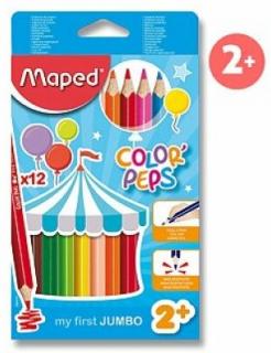 Farbičky Maped Color'Peps Jumbo - 12 farieb - trojhranné - pre deti 2+
