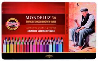 Farbičky MONDELUZ - 36 ks - akvarelové - šesťhranné - v plechovej krabičke