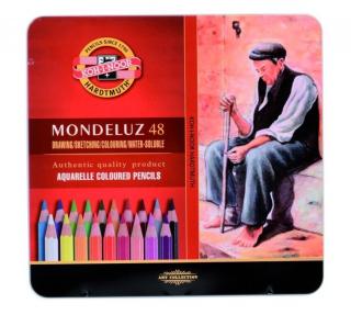 Farbičky MONDELUZ - 48 ks - akvarelové - šesťhranné v plechovej krabičke