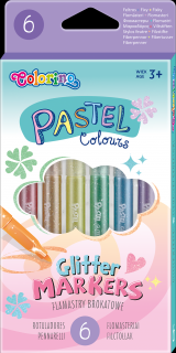 Fixky s trblietkami Colorino Pastel Glitter Markers - sada 6 farieb
