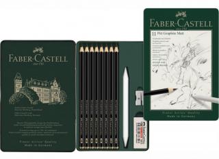 Grafitové ceruzky FABER-CASTELL Pitt Graphite Matt - sada 11 ks - matné - v plechovej krabičke