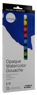 Gvašové farby Daler Rowney Simply - nepriehľadné - sada 12 x 12 ml