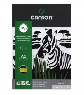 Kresliaci kartón/výkres CANSON  Šport  - A3 - čierny - 160 g/m2 - 10 listov