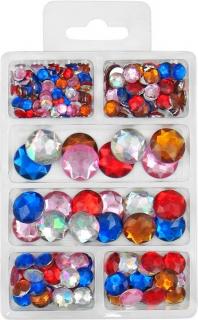 MEYCO akrylové farebné kamienky - 6 farieb a 6 veľkostí - 230 ks