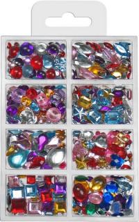 MEYCO akrylové farebné kamienky - rôzne tvary - zrkadlové - 600 ks