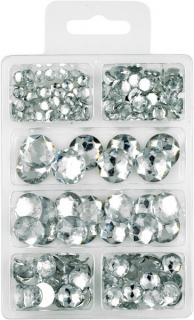 MEYCO akrylové kryštálové kamienky - 6 veľkostí - ploché - 230 ks