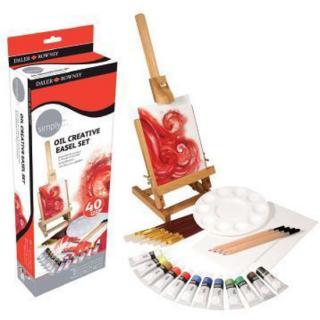 Olejové farby D&R Simply Oil Creative Easel Set - sada 40 ks s príslušenstvom