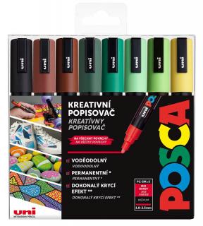 POSCA - sada EARTH popisovačov PC-5M - 1,8-2,5 mm - zemité farby (sada 8 ks)
