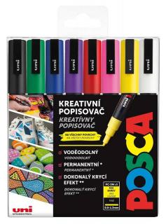 POSCA - sada popisovačov PC-3M - 0,9 - 1,3 mm - základné farby (sada 8 ks)