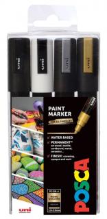 POSCA - sada popisovačov PC-5M - 1,8 - 2,5 mm - mix farieb (4 ks)
