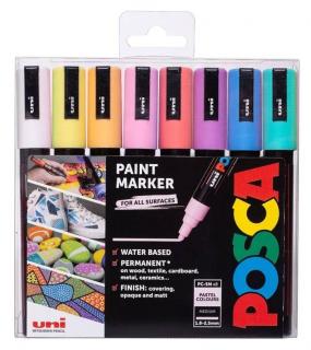 POSCA - sada popisovačov PC-5M - 1,8 - 2,5 mm - pastelové farby (sada 8 ks)