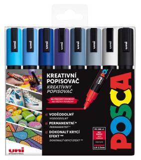 POSCA - sada WINTER popisovačov PC-5M - 1,8-2,5 mm - zimné farby (sada 8 ks)