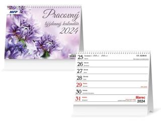SK Kalendár 2024 - Pracovný Fialové kvety - stolový - týždenný