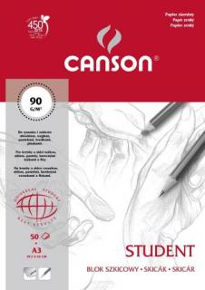 Skicár CANSON STUDENT - 90 g/m2 - A3 - 50 listov