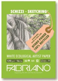 Skicovací blok SKETCHING - FABRIANO WHITE ECOLOGICAL ARTIST PAPER - A4 - 120 g/m2 - 80 listov