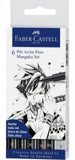 Umelecké popisovače Faber-Castell PITT Mangaka Set - (B, SB, M, SC, S, XS) - sada 6 ks