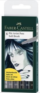 Umelecké popisovače Faber-Castell PITT (SB) - sada 6 ks - sivá