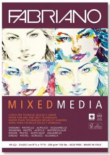 Univerzálny blok FABRIANO Mixed Media - 250 g/m2 - 40 listov - Biely - Lepená väzba - rôzne rozmery