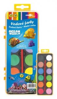 Vodové farby JUNIOR Ocean World - 12 farieb - priemer 28 mm
