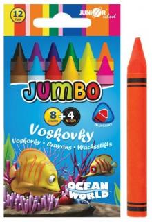 Voskovky Junior Ocean World - trojhranné - JUMBO 12 ks