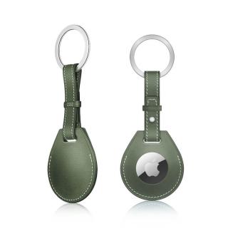 Apple AirTag kľúčenka - vojenská zelená farba (PU koža)  + prekvapenie