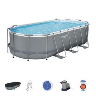 Bazén nadzemný - sivý Bestway® power steel™, 56710, plachta, pumpa, rebrík, dávkovač, filter, 5,49x2,74x1,22 m