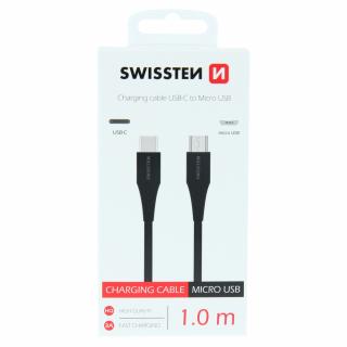 Dátový kábel Swissten  USB-C / MICRO USB 1,0 M - čierny
