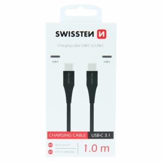 Dátový kábel Swissten  USB-C / USB-C 1,0 M - čierny