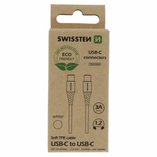 Dátový kábel Swissten  USB-C/USB-C - biely 1,2M (ECO)