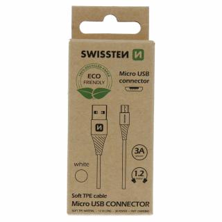 Dátový kábel Swissten USB/MICRO USB - biely 1,2M (ECO)