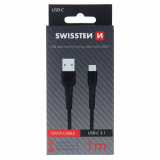 Dátový kábel Swissten  USB / USB-C 1,0 M - čierny