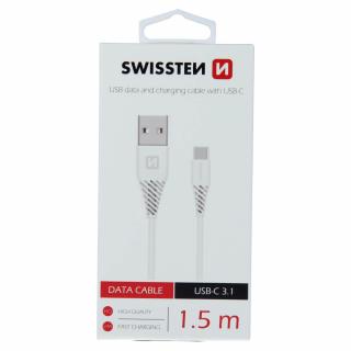Dátový kábel Swissten  USB / USB-C 3.1 - biely 1,5 M (7mm) (71504400)
