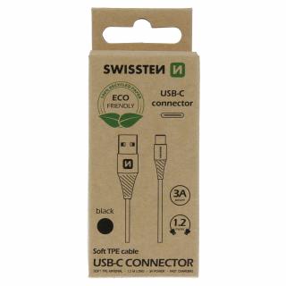 Dátový kábel Swissten  USB/USB-C - čierny  1,2M (ECO)