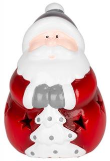 Dekorácia MagicHome Vianoce, Santa, LED, terakota, 8,5x8,2x12,5 cm