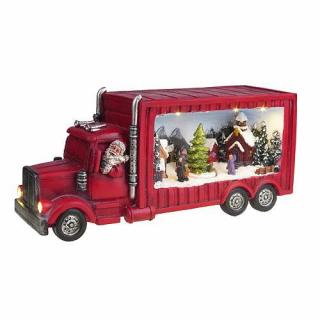 Dekorácia MagicHome Vianoce, Vianočný kamión, 6 LED biela, polyresin, 3xAA, interiér, 33x10x15 cm