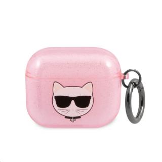 Ochranné pudzro Airpods 3 Karl Lagerfeld Glitter Choupette Head  - ružovozlaté  + prekvapenie