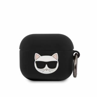 Ochranné puzdro Airpods 3 Karl Lagerfeld Choupette Head - čierna  + prekvapenie