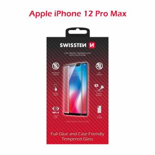 Ochranné tvrdené sklo Swissten 3D Apple iPhone 12 Pro Max - čierny rámik (54501777)